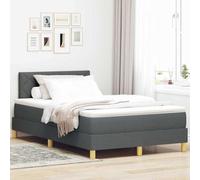 Teenpull Dark Gray Box Spring Bed with Cushion, 120 x 200 cm Fabric Upholstered Bed Base, Adjustable Headboard, Medium Firm Mattress, Wooden Frame for Bedroom, Indoor Use, 280 kg Capacity