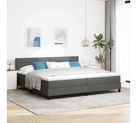 Teenpull Dark Gray Box Spring Bed with headboard, upholstered Fabric, 200 x 200 cm Mattress, Adjustable 2 Height headboard, Wood Frame, Modern Bedroom Comfort and Support for Indoor Use