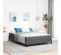 Teenpull Dark Gray Box Spring Bed with Mattress, 140 x 190 cm Fabric Upholstery, Wooden and Metal Slatted Support, Bedroom Use, Durable Frame for 2 People, Modern Indoor Rest