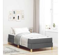 Teenpull Dark Gray Box Spring Bed with Mattress, upholstered Fabric Frame, 100 x 200 cm Single Size, slatted Base, Bedroom Support for Modern Rest and Daily Comfort