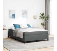 Teenpull Dark Gray Box Spring Bed with Mattress, upholstered Fabric Platform Base, slatted Frame, Medium Firm Pocket Springs, Foam Fill, 140 x 190 cm, for Bedroom Comfort and Daily Support