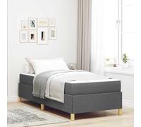 Teenpull Dark Gray Fabric Bed Frame with Mattress, 90 x 190 cm Single Short Bed, slatted Platform Base, Storage Support, Home Bedroom, Easy Assembly for Daily Sleep Comfort