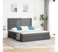 Teenpull Dark Gray LED Storage Bed Frame with Mattress 180 x 200 cm, upholstered headboard, Gas Lift Base, Adjustable Height, Under Bed Storage, USB Light, Indoor Bedroom Use