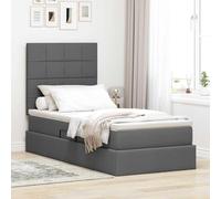 Teenpull Dark Gray LED Storage Bed with Mattress, 100 x 200 cm Platform Base, Gas Lift Canape, Adjustable Headboard, Upholstered Frame, USB Light, Space Saving Bedroom