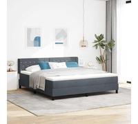 Teenpull Dark Gray Manual Box Spring Bed, 200 x 180 cm Velvet Upholstered Bed Frame with Adjustable Headboard, Mattress, Support Base, and Modern Bedroom Comfort for Indoor Use
