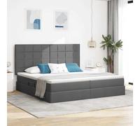 Teenpull Dark Gray Storage Bed Frame with LED Lights, 200 x 200 cm Medium Firmness Mattress, Gas Lift Storage, Adjustable headboard, Wooden Structure, USB Powered Bedroom Base