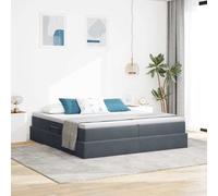 Teenpull Dark Gray Storage Bed Frame with Mattress, Velvet Upholstery, Hydraulic Lift Storage, Metal Support, 180 x 200 cm Super King, Platform Base for Bedroom Space Saving, Home Use