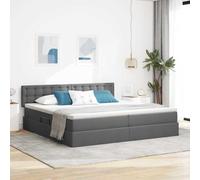 Teenpull Dark Gray Storage Bed Set 200 x 200 cm with Mattress, Hydraulic Lift canapé, slatted somier, Padded cabecero, Metal Frame for Dormitorio, Descanso, Home and Space Saving