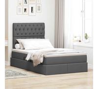 Teenpull Dark Gray Storage Bed with LED Lights, 120 x 190 cm Mattress, Gas Lift Ottoman Frame, Adjustable Headboard, Wooden Structure, Medium Firm Mattress for Bedroom