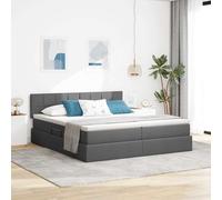 Teenpull Dark Gray Storage Bed with LED Lights, 200 x 200 cm Mattress, Gas Lift Base, Adjustable headboard, Under Bed Space, USB Powered Indoor Frame for Modern Bedroom Use