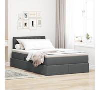 Teenpull Dark Gray Storage Bed with Mattress, LED Light Strip, Gas Lift Base, Adjustable headboard, 120 x 190 cm, upholstered Frame, Under Bed Storage, Bedroom Space Saving