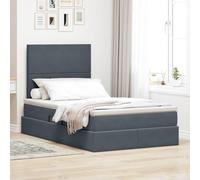Teenpull Dark Gray Storage Bed with Mattress, LED, Metal Frame, Velvet headboard, Hydraulic Lift, 120 x 200 cm, for Bedroom, Space Saving, 2 Person Use