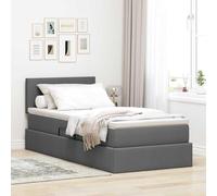 Teenpull Dark Gray Storage Bed with Mattress, upholstered headboard, Hydraulic Lift Frame, slatted Base, Engineered Wood and Metal, 100 x 200 cm, for Bedroom Space Saving and Organized Rest