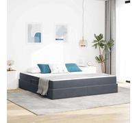 Teenpull Dark Gray Storage Bed with Mattress Velvet Metal Frame 160 x 200 cm, Hydraulic Lift Ottoman Base, Slatted Support, Bedroom Space Saving for Adult Guest Room Home