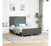Teenpull Dark Gray Upholstered Bed Frame with Headboard, 160 x 200 cm, Platform Base, Minimalist Bedroom Structure, Foam Padding, Easy Assembly for Adult Home Rest and Quiet Sleep