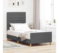 Teenpull Dark Gray Upholstered Bed Frame with Headboard 80 x 200 cm Fabric Platform Base Minimalist Design, Mattress Support, Easy Assembly, Bedroom Storage Friendly, Modern Sleeping Space