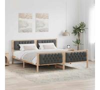 Teenpull Dark Gray Upholstered Bed Frame with Headboard, Solid Pine Wood, 180 x 200 cm Super King Size, Slatted Base, Easy Assembly, Bedroom Support for Adult Sleep Comfort
