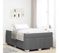 Teenpull Dark Gray Upholstered Bed Frame with Mattress, 120 x 200 cm, Wooden Slat Base, Medium Firm Pocket Spring Comfort, 280 kg Capacity for Bedroom