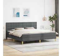 Teenpull Dark Gray Upholstered Bed Frame with Mattress, 180 x 200 cm Super King, slatted Base, headboard, Storage Space, Plywood Structure, Indoor Bedroom Comfort and Easy Assembly