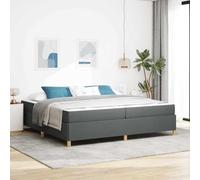 Teenpull Dark Gray Upholstered Bed Frame with Mattress, 200 x 200 cm Emperor Size, Wooden Slatted Support, Storage-Friendly Design for Modern Bedroom Comfort and Daily Rest