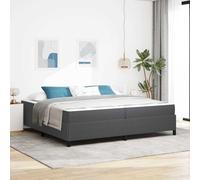 Teenpull Dark Gray Upholstered Bed Frame with Mattress, 200 x 200 cm Emperor Size, Wooden Structure, Slatted Base, Bedroom Platform, Durable Support for Two, Modern Home Sleep Space