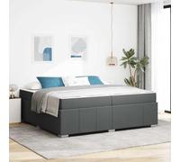 Teenpull Dark Gray Upholstered Bed Frame with Mattress, 200 x 200 cm King Size, Wooden Slat Support, Medium Firm Pocket Spring, Bedroom Comfort and Durable Sleep Base