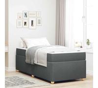 Teenpull Dark Gray Upholstered Bed Frame with Mattress, 80 x 200 cm, Wooden Structure, slatted Base, Bedroom Support, Modern Sleeping Comfort, Single Size for Home Use
