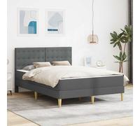 Teenpull Dark Gray upholstered Bed Frame with Mattress, Rectangular Platform Base, Padded headboard, slatted Support, Under Bed Storage, 200 x 140 x 20 cm for Bedroom Comfort and Daily Rest