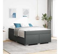 Teenpull Dark Gray Upholstered Bed Frame with Pocket Spring Mattress, 140 x 200 cm, Wooden Slat Base, Modern Bedroom Platform for Two, 280 kg Support, Home Assembly