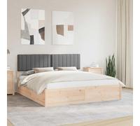 Teenpull Dark Gray Upholstered Bed Frame with Removable Washable Headboard Cover, Solid Pine Wood Platform Base, Super King 180 x 200 cm, No Box Spring Needed for Bedroom Comfort and Easy Assembly