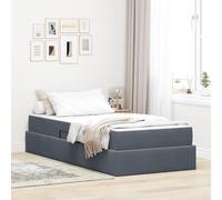 Teenpull Dark Gray upholstered Storage Bed with Mattress, 100 x 200 cm, Metal Frame, Hydraulic Lift Storage, slatted Base, Bedroom Space Saving for Adult Guest Room Comfort