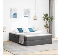 Teenpull Dark Gray Upholstered Storage Bed with Mattress, 140 x 200 cm, Hydraulic Lift, Metal Frame, Slatted Base, Space Saving Bedroom Solution for Adult Use and Daily Rest