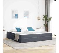 Teenpull Dark Gray Upholstered Storage Bed with Mattress, Emperor 200 x 200 cm, Hydraulic Side Lift, Metal Frame, Slatted Base, Velvet Bedroom Sleeping Support, Space Saving for Adult Guest Home