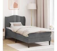 Teenpull Dark Gray Velvet Bed Frame 100 x 200 cm with Fixed slatted Base, Plywood Structure, upholstered headboard, Under Bed Storage, Indoor Bedroom Use, Easy Assembly, 140 kg Load Support