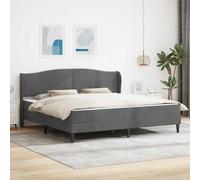 Teenpull Dark Gray Velvet Bed Frame 180 x 200 cm, Plywood Structure with Fixed slats, Cushioned headboard, underbed Storage, Modern Bedroom Support for Adult, Guest Room, Easy Assembly