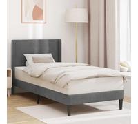 Teenpull Dark Gray Velvet Bed Frame 90 x 190 cm, Plywood Structure, slatted Base, Flared Plastic Legs, Indoor Bedroom Support for One Sleeper, Easy Care, Assembly Required