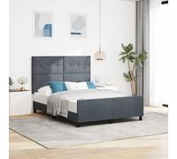 Teenpull Dark Gray Velvet Box Spring Bed Frame 160 x 200 cm with Adjustable Headboard, Pine Wood Structure, Indoor Bedroom Base for Two, 280 kg Load, Modern Sleep Support