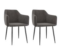 Teenpull Dark Gray Velvet Dining Chairs - Juego de 2 sillas de cocina tapizadas con marco de metal, 51 x 53 x 73 cm, para comedor, cocina, sala de estar, asiento cómodo