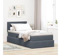Teenpull Dark Gray Velvet Storage Bed with Lift up Base, upholstered headboard, slatted Frame, Mattress Included, 90 x 200 cm, Metal Structure, Space Saving Bedroom Solution for Adult or Guest Use