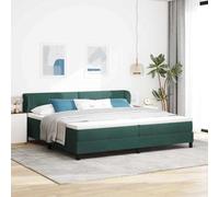 Teenpull Dark Green Box Spring Bed, 200 x 200 cm Velvet Upholstered Bed Frame with Adjustable Headboard, Mattress and Topper Included for Modern Bedroom Comfort and Indoor Use
