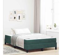 Teenpull Dark Green Box Spring Bed with Mattress 120 x 200 cm Fabric Upholstered Bed Frame, Wooden Structure, Slatted Support, Medium Firm Pocket Springs, Home Bedroom Rest for 2 Adults