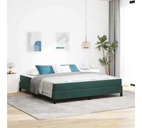 Teenpull Dark Green Box Spring Bed with Mattress, upholstered Fabric, 180 x 200 cm Super King Size, Solid Wood Frame, slatted Support, Modern Bedroom Base for Two, Durable Home Sleeping Comfort
