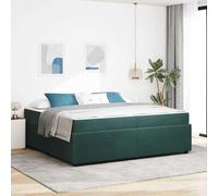 Teenpull Dark Green Fabric Bed Frame with Mattress, 200 x 200 cm Emperor Size, Wooden Slat Base, Medium Firm Pocket Spring, for Bedroom Comfort and Stable Indoor Sleep