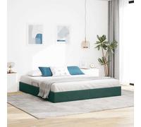 Teenpull Dark Green Ottoman Bed Frame 160 x 200 cm Velvet Metal Platform Storage Lift Up Base for Bedroom, Double Sleep Support, Indoor Use, Easy Assembly