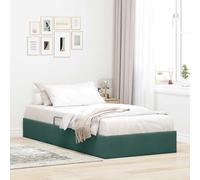 Teenpull Dark Green Ottoman Bed Frame 90 x 190 cm Velvet Metal Platform Storage Lift Base slatted Support for Bedroom, Single Sleeper, Space Saving Home Assembly
