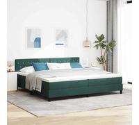 Teenpull Dark Green Velvet Box Spring Bed with LED, Emperor Size 200 x 200 cm, headboard, slatted Base, Mattress Included, Modern Bedroom Comfort for Adult restful Sleep