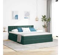 Teenpull Dark Green Velvet Storage Bed, 160 x 200 cm, upholstered Frame with Lift up Base, slatted Support, headboard, Mattress Included, for Bedroom Storage, Space Saving, Modern Home Use