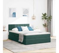 Teenpull Dark Green Velvet Storage Bed Frame 140 x 200 cm with Mattress, Lift Up Ottoman Base, Headboard, Slatted Support, Metal Structure for Adult Bedroom Space Saving Storage