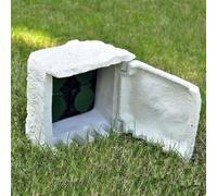 Teenpull Enchufe de jardín de 4 vías, resistente al agua, resina blanca, 185 x 180 x 190 mm, con cable de 1,5 m, protección IP44, enchufe múltiple con toma de tierra para jardín, exterior