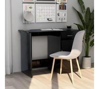 Teenpull Escritorio negro brillante 100 x 50 x 76 cm, material de madera, con cajón y puerta, escritorio compacto para ordenador para oficina, juegos y estudios